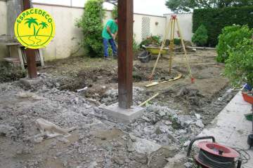 1-Evolution d'un chantier de mise en place de terrase en bois par la société Espacedéco.